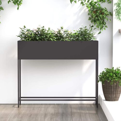 Повдигната градинска саксия Черно 100 x 26 x 82 см Стомана