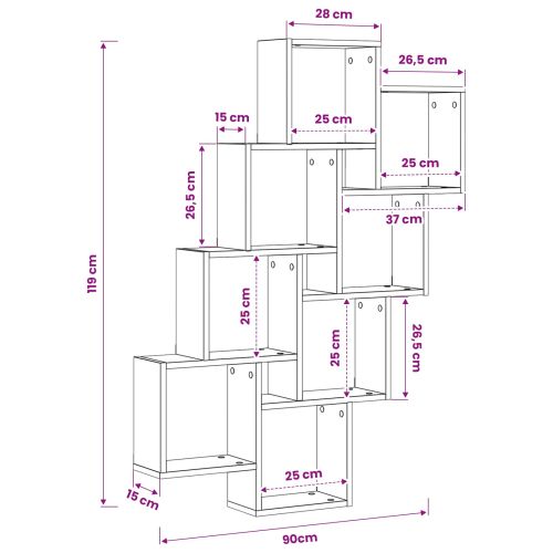 Стенен рафт Монтиране на стена Черния дъб 90 x 15 x 119,5 см