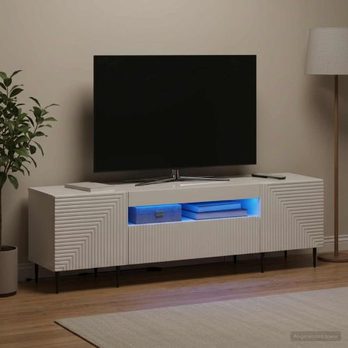 LED телевизионен кабинет HAARLEM 153 x 35 x 43 см Бял гланц