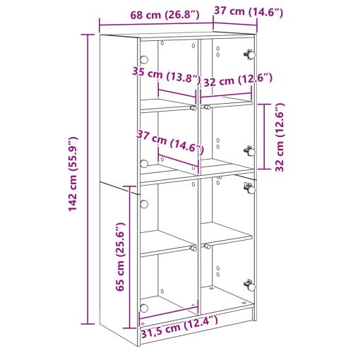 Висок шкаф Дъб 68 x 37 x 142 см Инженерна дървесина