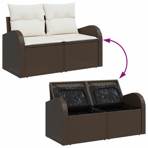 Градински Софа Комплект 5 pcs 4-Seater Кафяво и кремаво