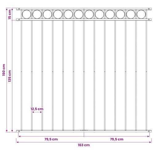 Елемент на оградата ASSEN 163 x 150 см Стомана Сиво