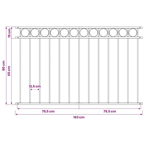 Елемент на оградата ASSEN 163 x 80 см Стомана Сиво