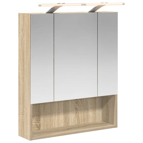 Шкаф с огледало за баня Сонома дъб 60 x 14.5 x 70 см