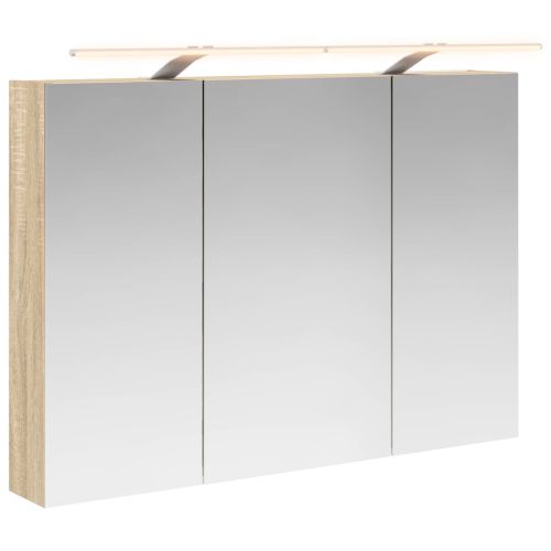 Шкаф с огледало за баня Сонома дъб 100 x 14,5 x 70 см