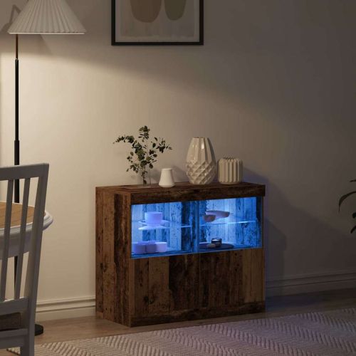 LED конзолна маса Кафяво 81 x 37 x 66,5 см Инженерна дървесина