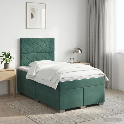 Континентално легло с матрак Тъмнозелено 120 x 190 cm Кадифе