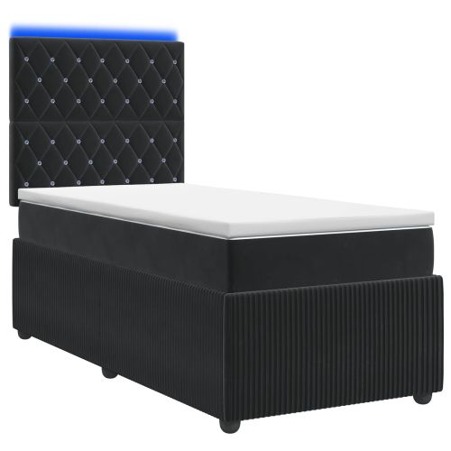 LED легло с матрак с LED ленти Черно 90 x 190 cm Кадифе
