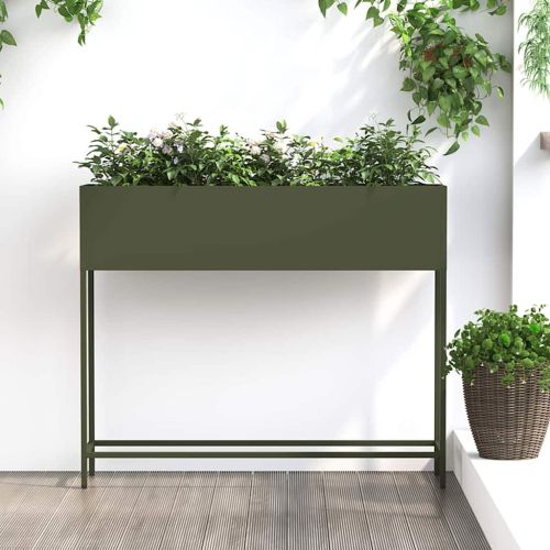 Повдигната градинска саксия Маслиненозелен 100 x 26 x 82 см