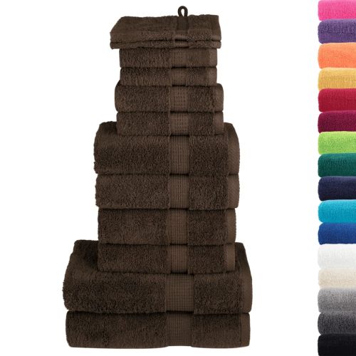 Премиум комплект хавлии от 12 части SOLUND кафяв 600 gsm