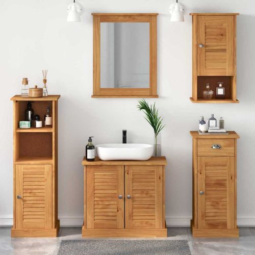 Комплект мебели за баня VIGO 5 бр. Меден кафяв 37 x 34 x 110 см