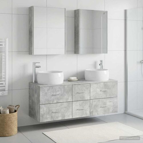 Комплект мебели за баня 5 бр. Бетонно сиво