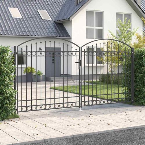 Врата за ограда ASSEN 401 x 250 см Стомана Сив С ключалка