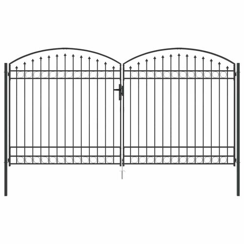 Врата за ограда ASSEN 401 x 250 см Стомана Сив С ключалка