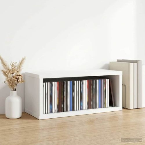 Рафтове за CDs Бяло 40 x 17 x 17 см Инженерна дървесина