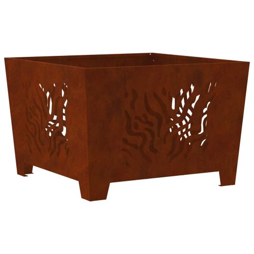 Огнище Кафяво 60 x 60 x 40 cm Патинираща стомана