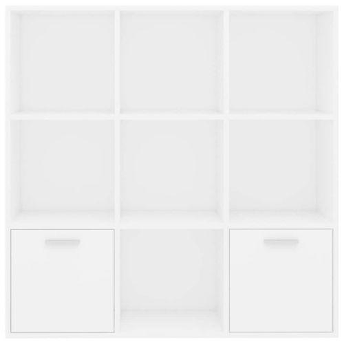 Шкаф библиотека, бял, 98x30x98 см, инженерно дърво