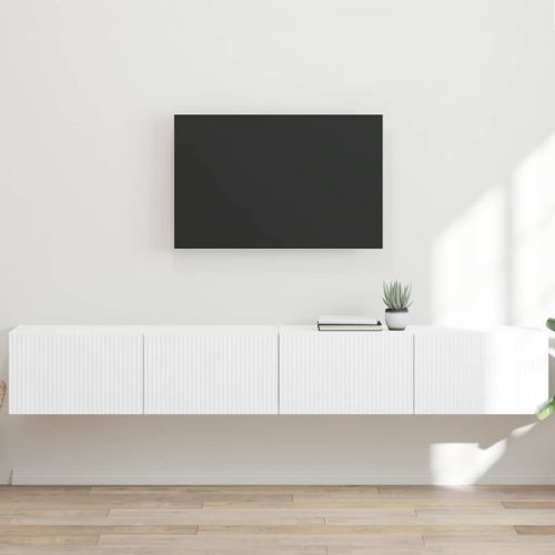 TV стенен шкаф 2 бр. Бяло Инженерна дървесина