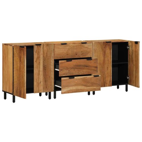Комплект скрин 3 бр. 180 x 33 x 75 см Солидно акациево дърво