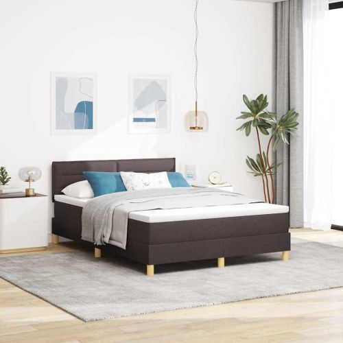 LED кутия за пружини с легло Тъмен кафяв 140 x 200 cm текстил
