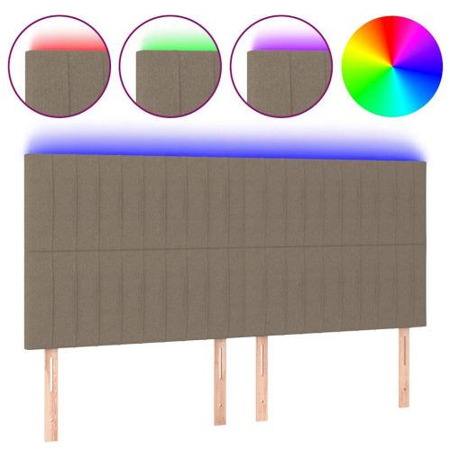 LED горна табла за легло, таупе, 180x5x118/128 см, плат