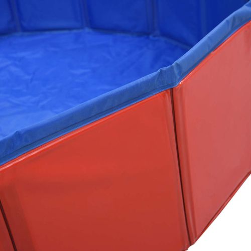 Сгъваем басейн за кучета, червен, 160x30 см, PVC