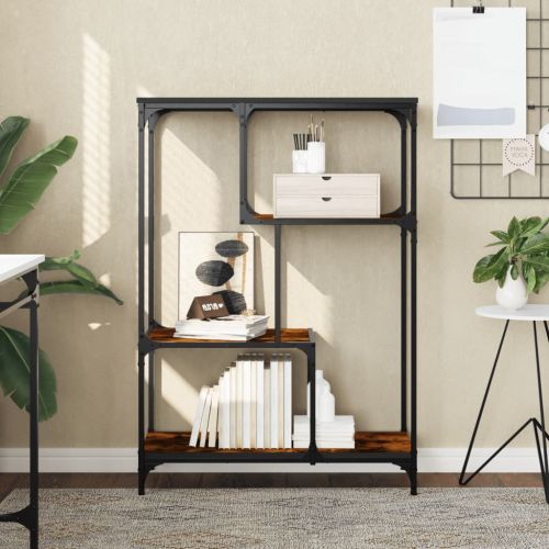 Рафт за книги 3 нива 81 x 36 x 115 cm Опушен дъб