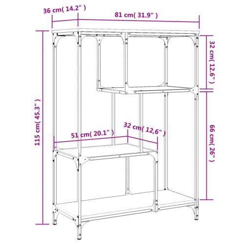 Рафт за книги 3 нива 81 x 36 x 115 cm Опушен дъб