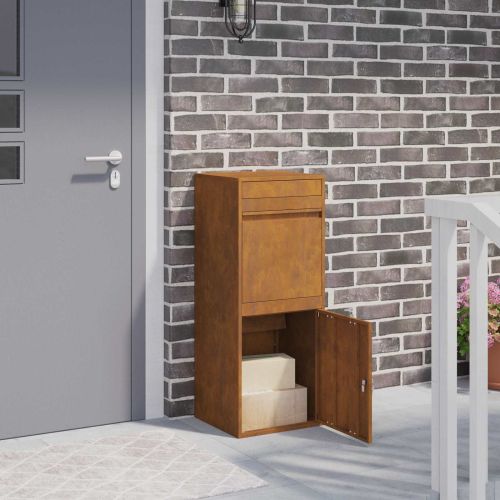 Пощенска кутия за пратки с врата Ръждясало 41 x 38 x 103 см