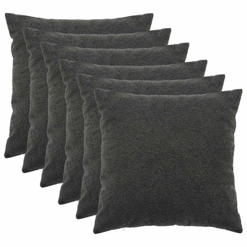 Калъфка за възглавница 6 pcs HEERLEN Тъмносиво 60 x 60 cm Букле
