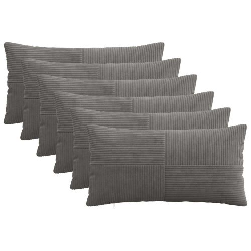 Калъфка за възглавница 6 pcs ALMELO Тъмносиво 40 x 80 cm