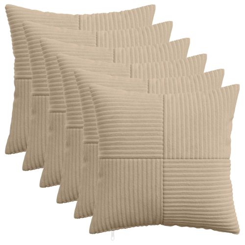 Калъфка за възглавница 6 pcs ALMELO Таупе 45 x 45 cm кордурой