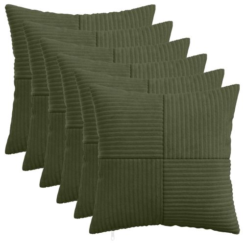 Калъфка за възглавница 6 pcs ALMELO Зелено 50 x 50 cm кордурой