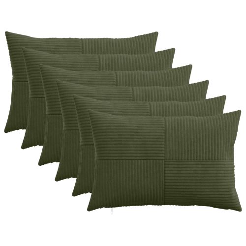 Калъфка за възглавница 6 pcs ALMELO Зелено 50 x 80 cm кордурой
