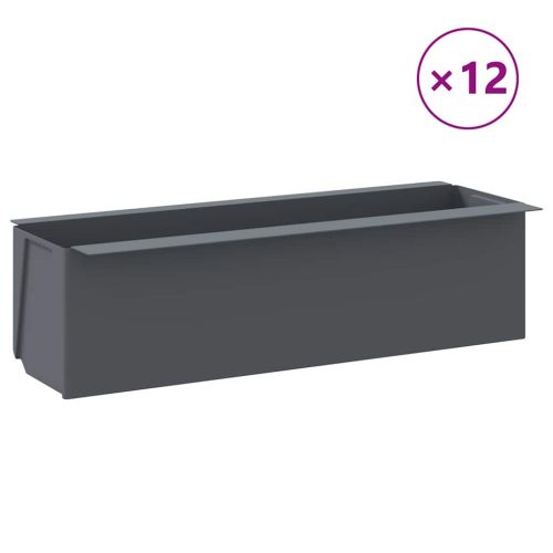 Сандъчета за цветя за европалети 12 бр сиви 36x13,5x9,5 см PP