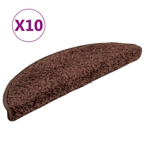 Изтривалки за стълби, 10 бр., 56x17x3 см, кафяви, полукръгли