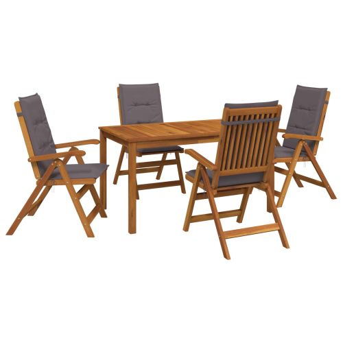 5-Piece Garden Dining Set Натурално Солидно акациево дърво