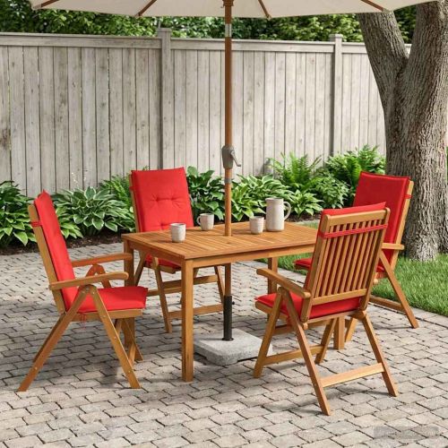 5-Piece Garden Dining Set Натурално Солидно акациево дърво