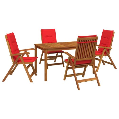 5-Piece Garden Dining Set Натурално Солидно акациево дърво