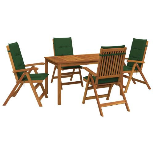 5-Piece Garden Dining Set Натурално Солидно акациево дърво