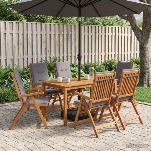 7-Piece Garden Dining Set Натурално Солидно акациево дърво