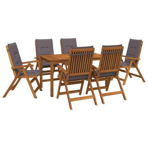 7-Piece Garden Dining Set Натурално Солидно акациево дърво