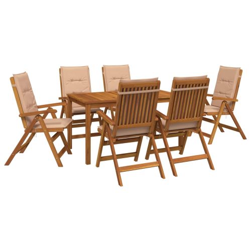 7-Piece Garden Dining Set Натурално Солидно акациево дърво