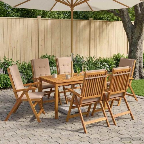 7-Piece Garden Dining Set Натурално Солидно акациево дърво