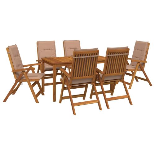 7-Piece Garden Dining Set Натурално Солидно акациево дърво