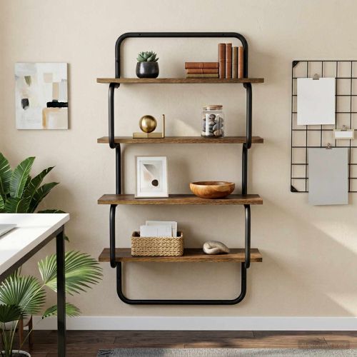 4-етажна стена рафт Опушен дъб 40 x 24,5 x 104 см