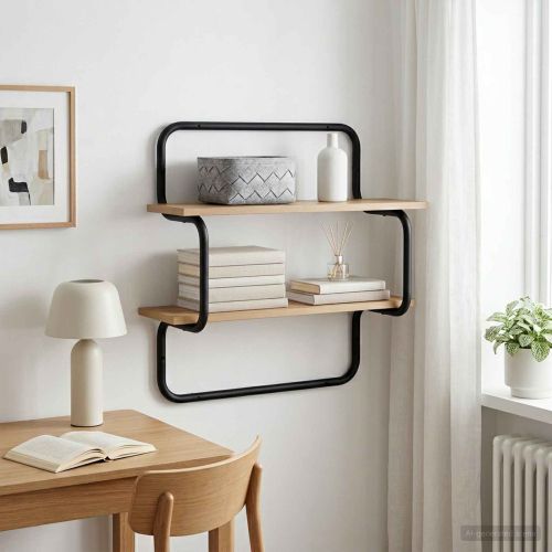 Стенен рафт на 2 нива Дъб артизан 60 x 24,5 x 61 см