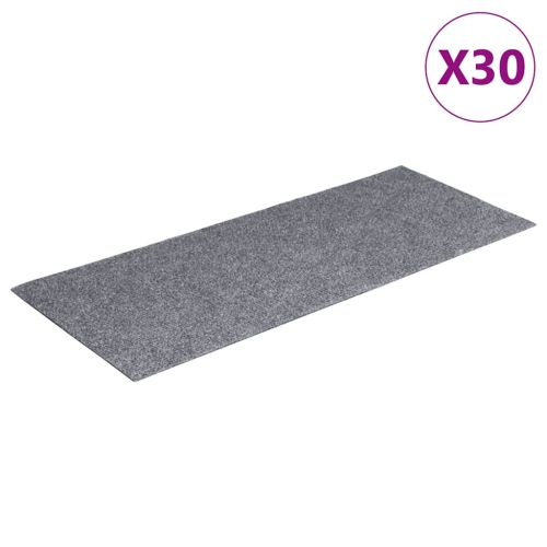Изтривалки за стълби, самозалепващи се, 30 бр., 60x25 см, светлосиви, правоъгълни
