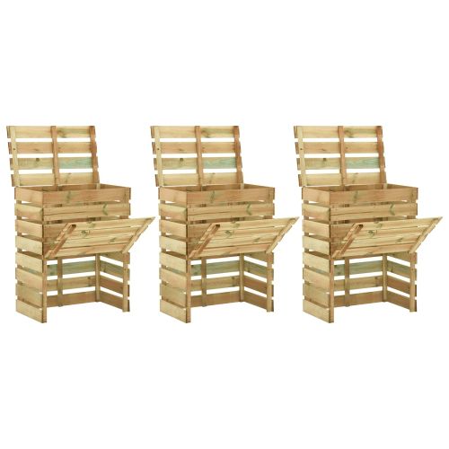 Слетен градински компостер 3 pcs Зелено 110 x 58 x 113 см