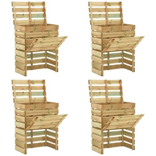Слетен градински компостер 4 pcs Зелено 110 x 58 x 113 см